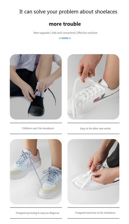 8mm Width No Tie Shoe Laces Press Lock Shoelaces Without Ties