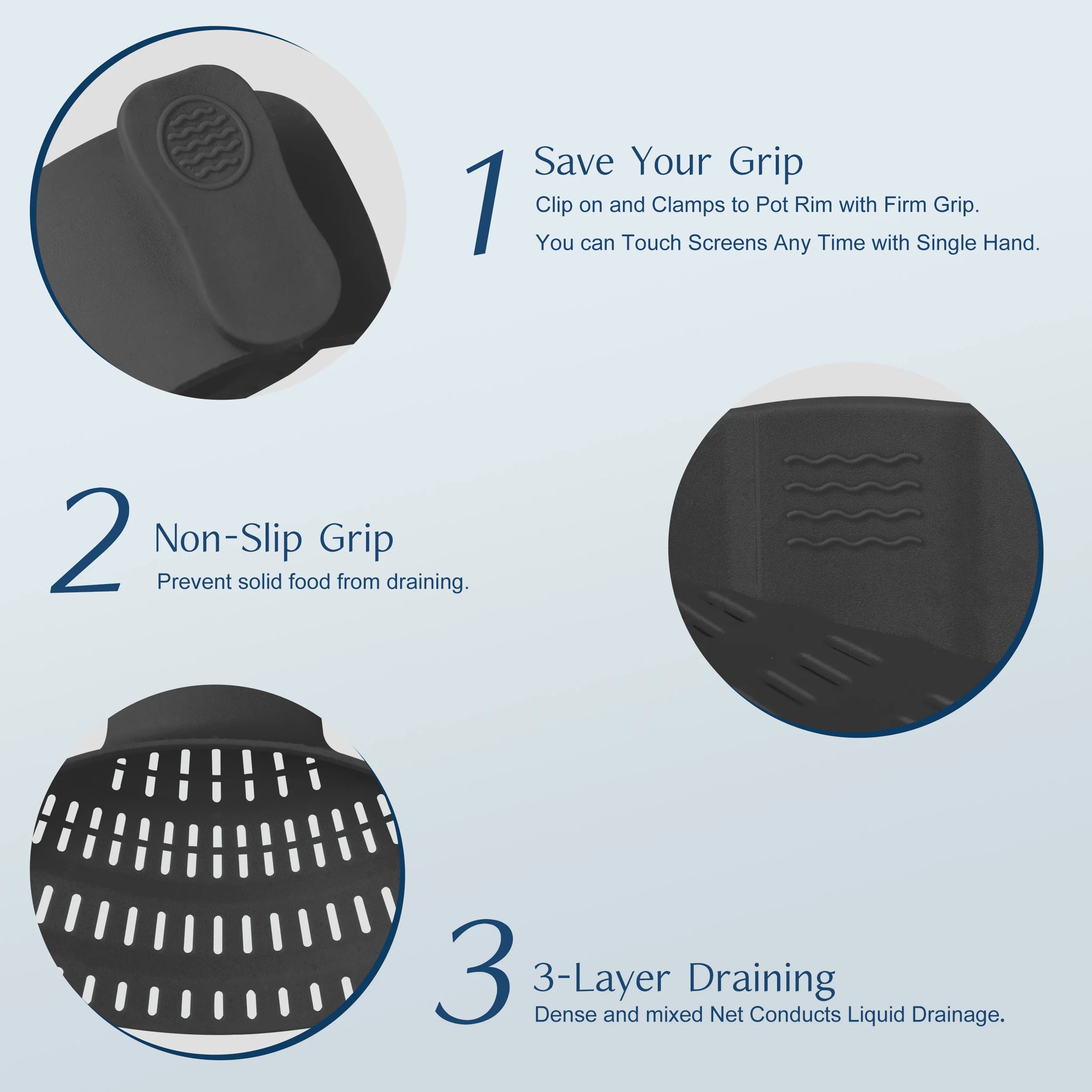 1PC Adjustable Silicone Clip on Strainer for Pots