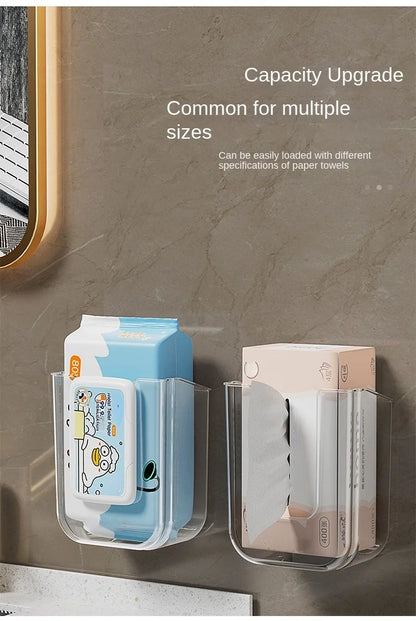 Bathroom non perforated wall mounted wet tissue storage box with large opening and strong load-bearing capacity