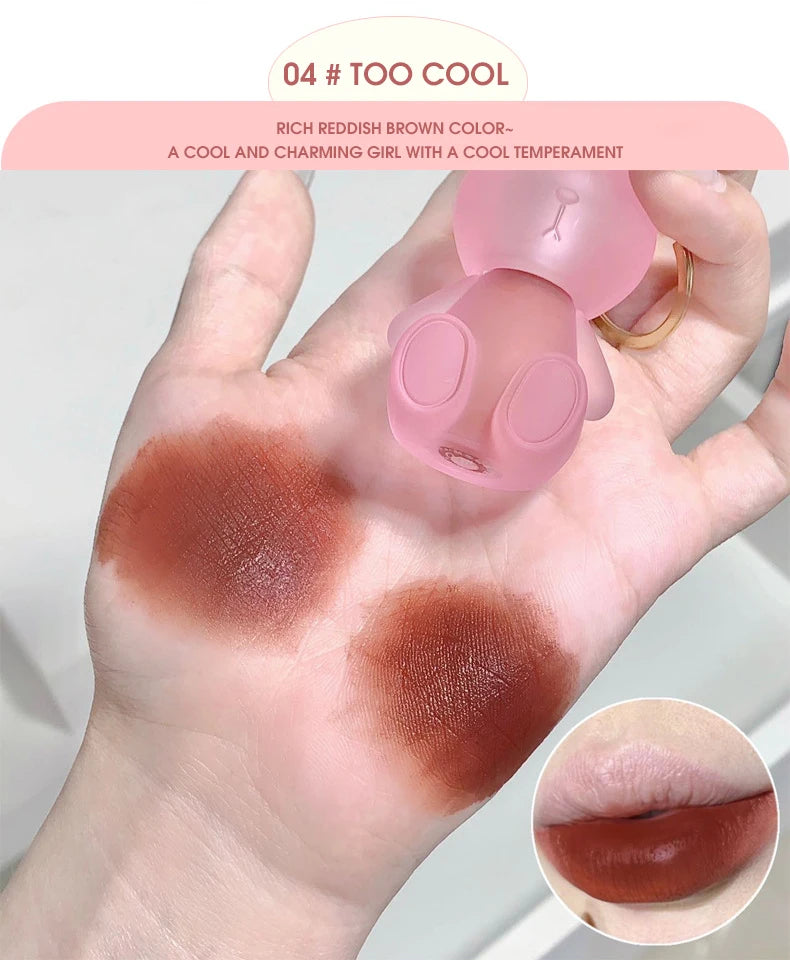 Gege Bear Adorable Rabbit Velvet Lip Mud — Matte Finish, Long-Lasting, Non-Transfer Lip Lacquer for a Whiter Appearance
