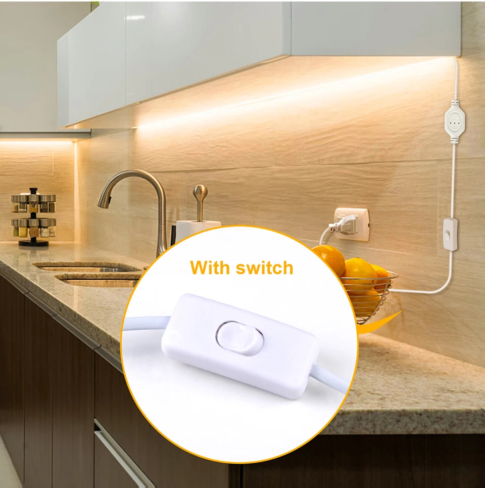 COB LED Under Cabinet LED Strip kitchen Light High Quality110V 220V Wardrobe Closet Lamp Neutral/Warm White Waterproof Neon Tape