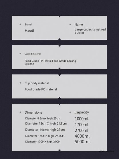 1.7L/2.7L/4L/5L Large Capacity Water Bottle Gym Cycling Cup Sports Water Bottle Portable For Fitness Camping Men Water Kellte