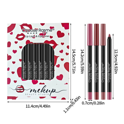 12 pcs Lip Liner Pencil Set Matte Lipliner Pencil Lipstick Waterproof Long Lasting Nude Contour Lipstick Pen Lip Tint Cosmetics