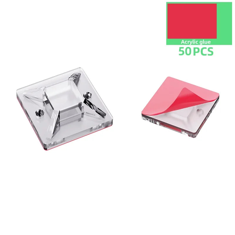 50/100/150pcs Nylon Self-Adhesive Cable Ties Mount Wire Fasten Organizer Fixers Easy Cable Management System Reusable Durable