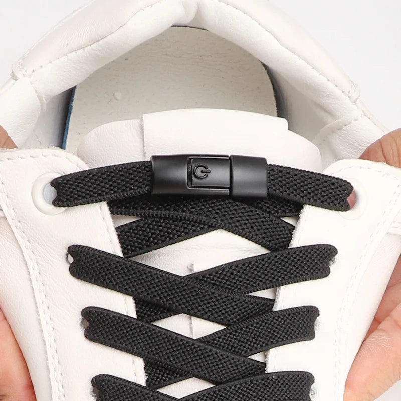8mm Width No Tie Shoe Laces Press Lock Shoelaces Without Ties
