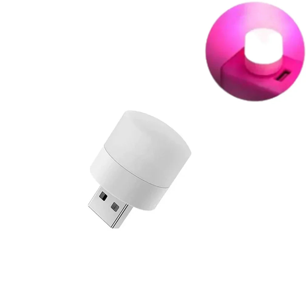 100-10PCS Portable Mini Night Lights Colorful USB Plug Lamp Power Bank Charging LED Book Light Round Reading Eye Protection Lamp