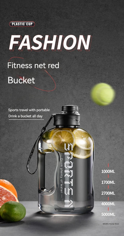 1.7L/2.7L/4L/5L Large Capacity Water Bottle Gym Cycling Cup Sports Water Bottle Portable For Fitness Camping Men Water Kellte