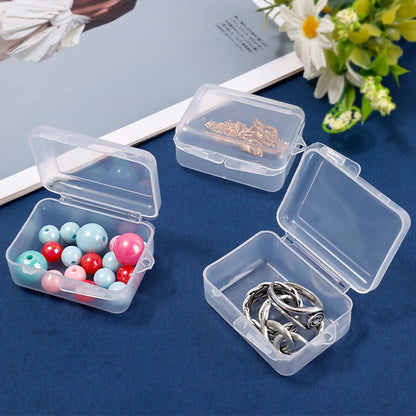 Clear Storage Container Transparent Plastic Storage Boxes with Hinged Lid Square Packaging Display Box Jewelry DIY Crafts
