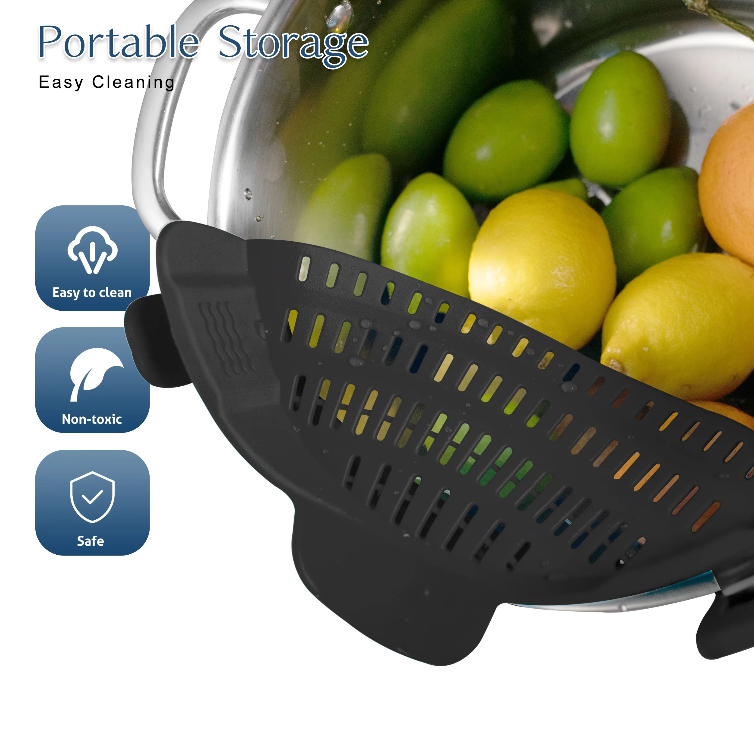 1PC Adjustable Silicone Clip on Strainer for Pots