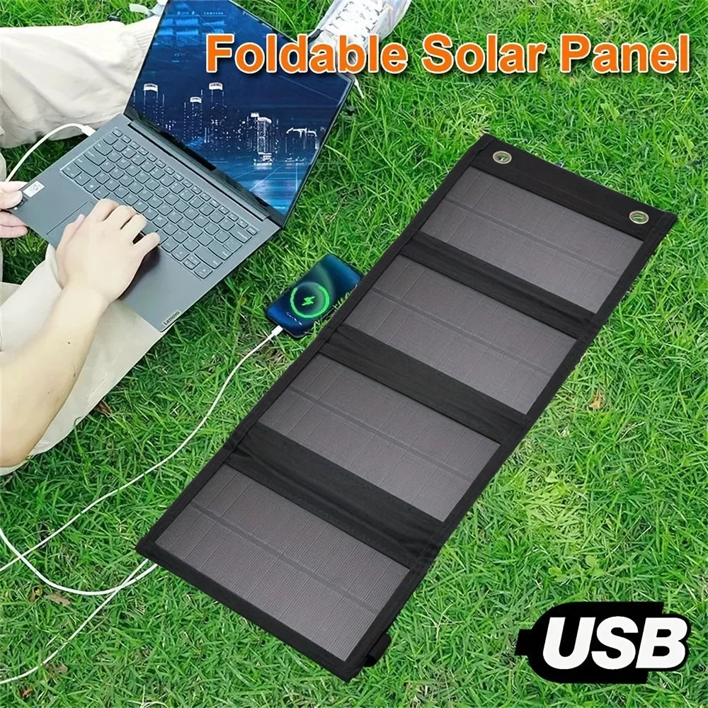Portable Solar Panel USB 12V Charger Mobile Phone Folding Kit Foldable Outdoor Camping Power Bank For iPhone Charging Battery