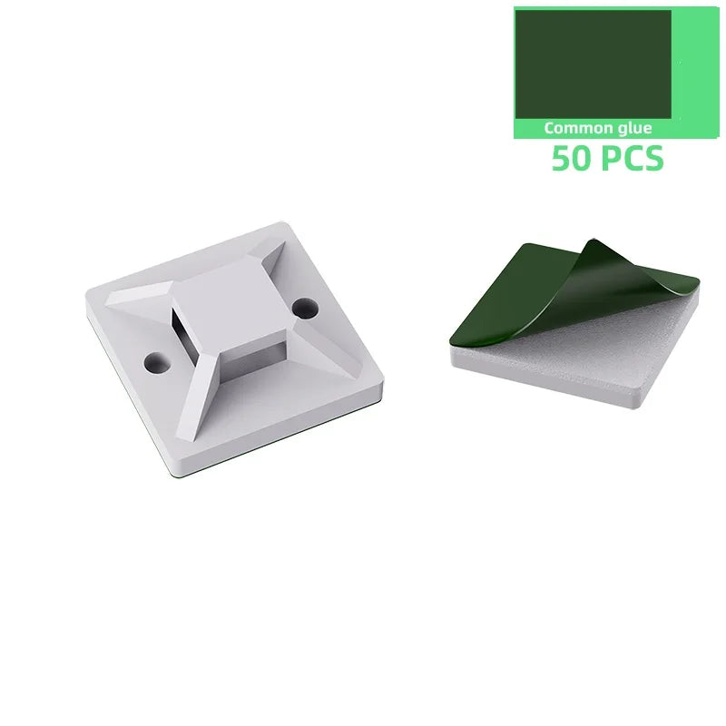 50/100/150pcs Nylon Self-Adhesive Cable Ties Mount Wire Fasten Organizer Fixers Easy Cable Management System Reusable Durable