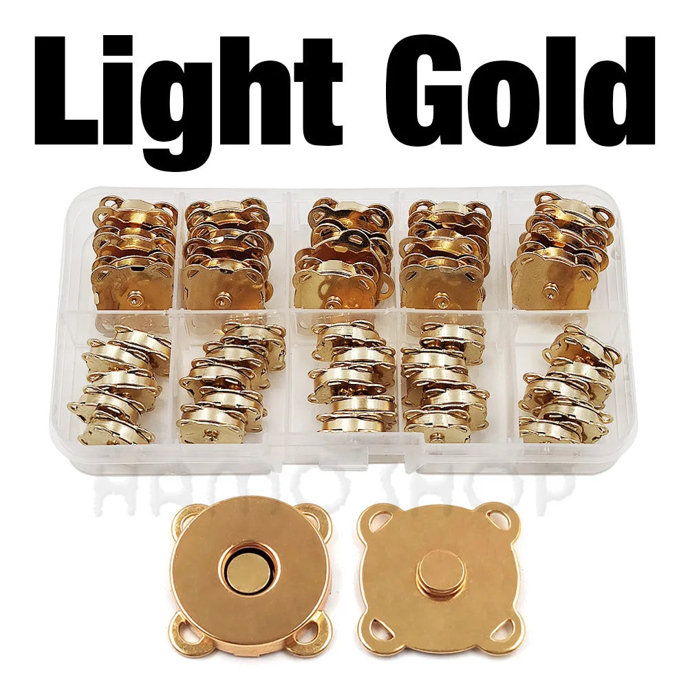 20sets 10mm-18mm Sew-on Metal Magnet Buckle Snap Fasteners Buttons Kits DIY Sewing Garment Accessories Materials Wallet Buckle