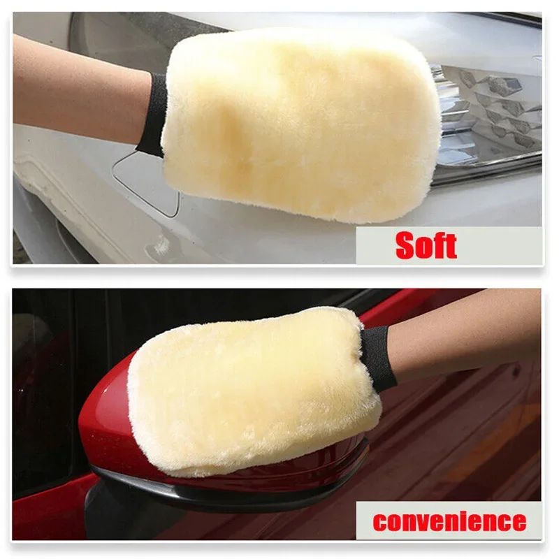 1/5pcs Car Wash Gloves Soft Thickened  Imitation Wool Plush Wiping Car Cleaning Mitt Double-faced Glove Car Washing Supplies