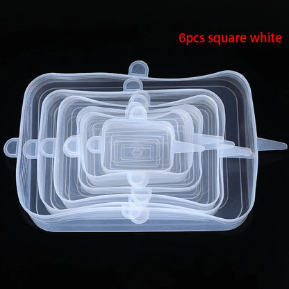 6/12Pcs Silicone Stretch Lids Reusable Food Seal Cover for Pot Bowl Keep Food Fresh Stretchy Wrap Cover Kitchen Cookware