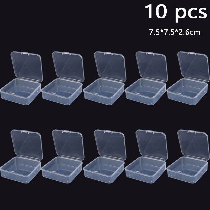 Clear Storage Container Transparent Plastic Storage Boxes with Hinged Lid Square Packaging Display Box Jewelry DIY Crafts