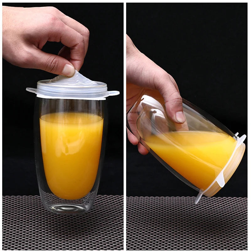 6/12Pcs Silicone Stretch Lids Reusable Food Seal Cover for Pot Bowl Keep Food Fresh Stretchy Wrap Cover Kitchen Cookware