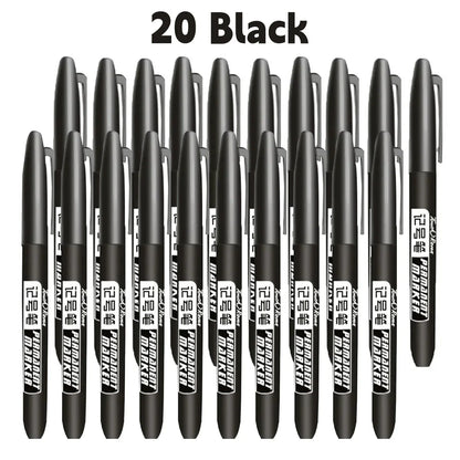 1-20Pcs Permanent Marker Pen Drawing Markers Oil-Based Waterproof Black Blue Red Ink Sketch Pens Stationery Art School Supplies