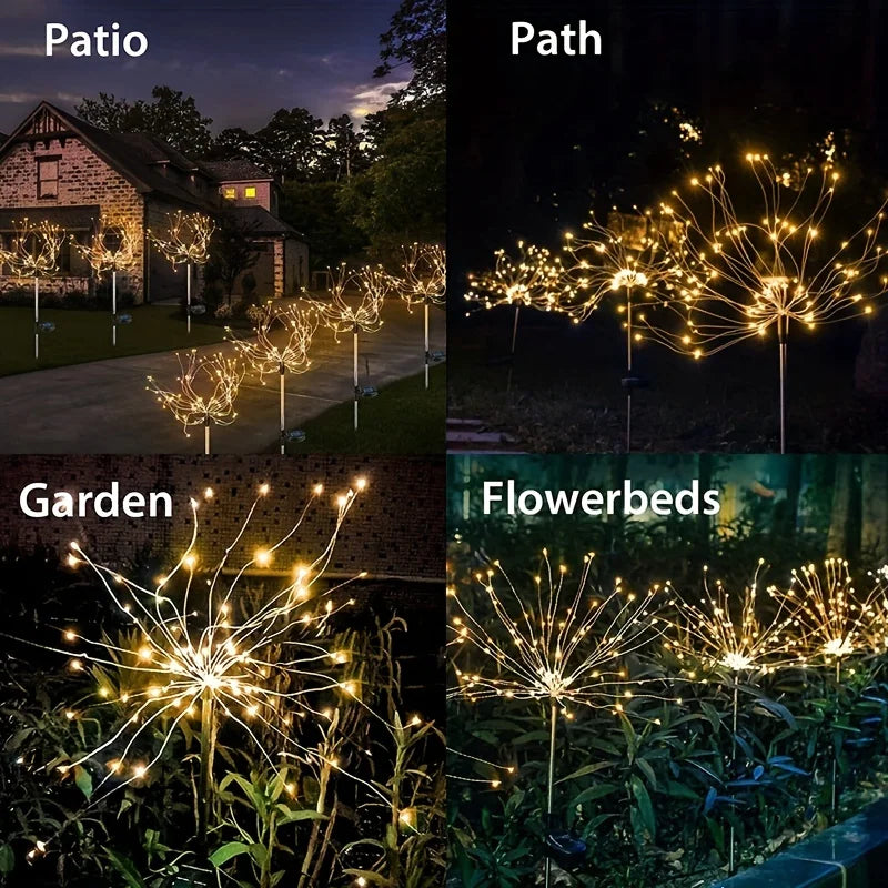 1 Packs Solar Fairy Lights,Waterproof Outdoor Firework Lights,LEDs Garden Flower Light For Garden Christmas Party DIY Decoration