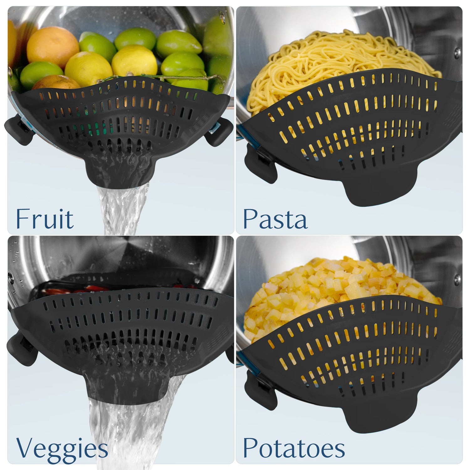 1PC Adjustable Silicone Clip on Strainer for Pots