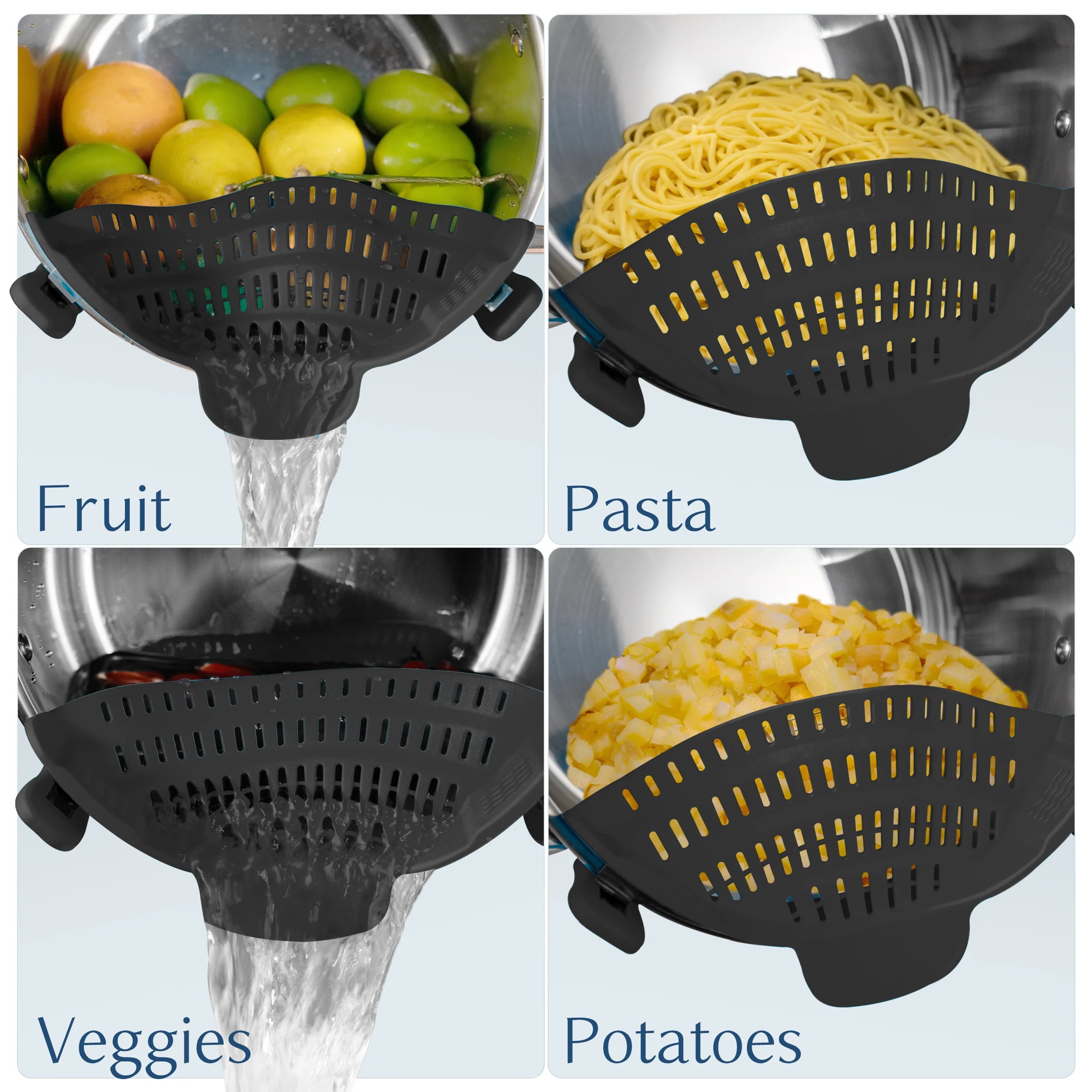 1PC Adjustable Silicone Clip on Strainer for Pots