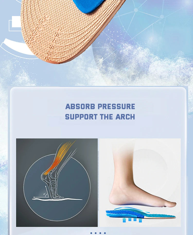 1Pair Sport Silicone Insoles for Shoes High Elastic Shock-absorbing Insole for Feet Arch Support Orthopedic Men Women Shoe Sole