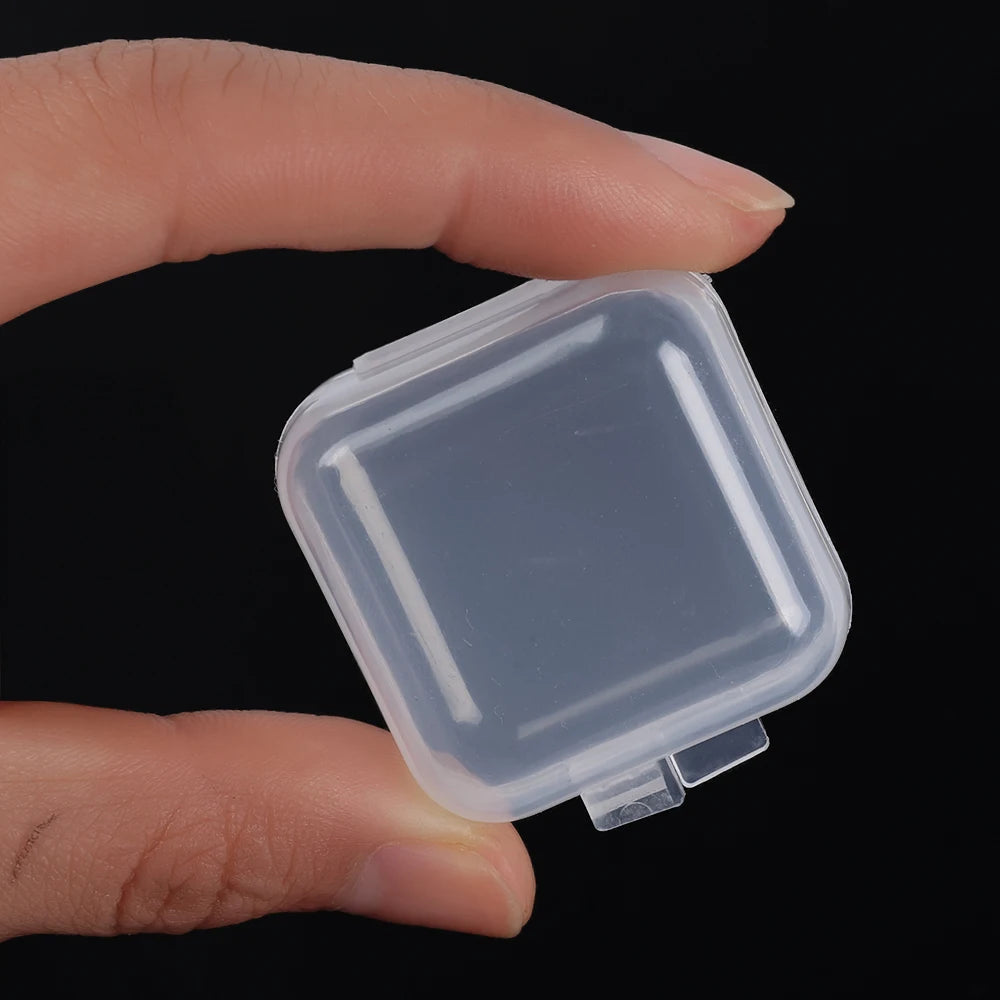 Clear Storage Container Transparent Plastic Storage Boxes with Hinged Lid Square Packaging Display Box Jewelry DIY Crafts