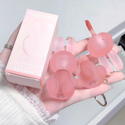 Gege Bear Adorable Rabbit Velvet Lip Mud — Matte Finish, Long-Lasting, Non-Transfer Lip Lacquer for a Whiter Appearance