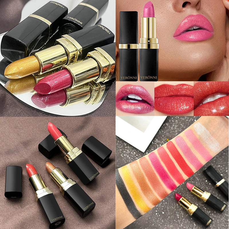 Diamond Shimmer Lipstick Lip Gloss High Pigmented Long Lasting 10 Colors Glitter Lipgloss Lips Makeup Cosmetics Sexy Make Up