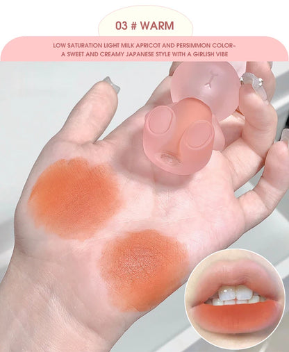 Gege Bear Adorable Rabbit Velvet Lip Mud — Matte Finish, Long-Lasting, Non-Transfer Lip Lacquer for a Whiter Appearance