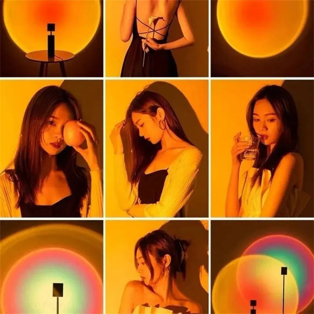 Sunset Photography Light USB Rainbo LED Light Mobile Phone Self  Neon Night Light Projector Photography Wall Atmosphere Light