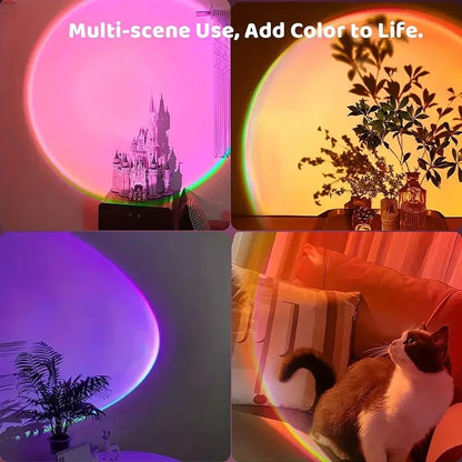 Vibrant Sunset Projection Light - 16-Color Spectrum, USB Remote Control, Dynamic Color Changing LED Light - Creates Warm Home