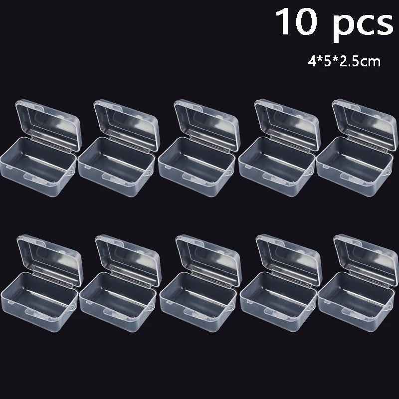 Clear Storage Container Transparent Plastic Storage Boxes with Hinged Lid Square Packaging Display Box Jewelry DIY Crafts