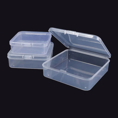 Clear Storage Container Transparent Plastic Storage Boxes with Hinged Lid Square Packaging Display Box Jewelry DIY Crafts