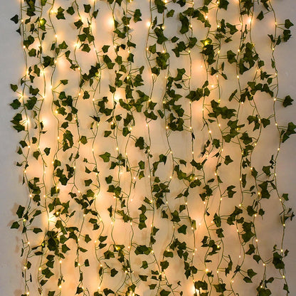 Green Leaf String Lights Artificial Ivy Vine Fairy Light Garland Wedding Party Decoration Christmas Home Room Wall Hanging Plant