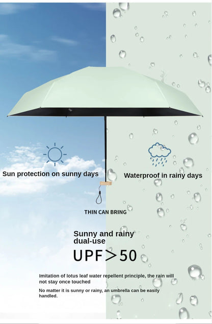 80%Off Mini Sun Umbrella Small Pocket Rain Travel Umbrella Vinyl Folding Umbrella UV Protection Sun Shade Pocket Parasol Capsule