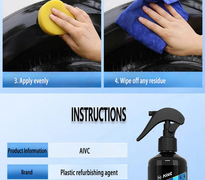 AIVC Plastic Restore Revitalizer Plastic Renovator Longlasting Coating For Car Rubbers Refurbish Clean Gloss Black Shine