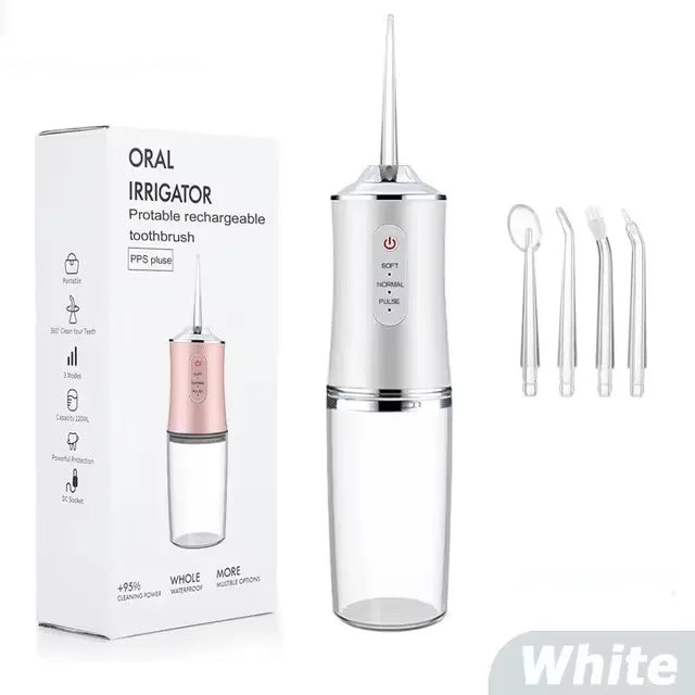 Electric Oral Irrigator Portable Dental Water Flosser Teeth Cleaner Mouth Washing Machine with 4 Jets Oral Hygiene Wireless