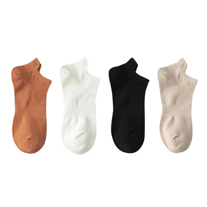 4 Pairs Man Cotton Short Socks Fashion Breathable Mesh Men Comfortable Casual Ankle Sock Pack Male Street Fashions