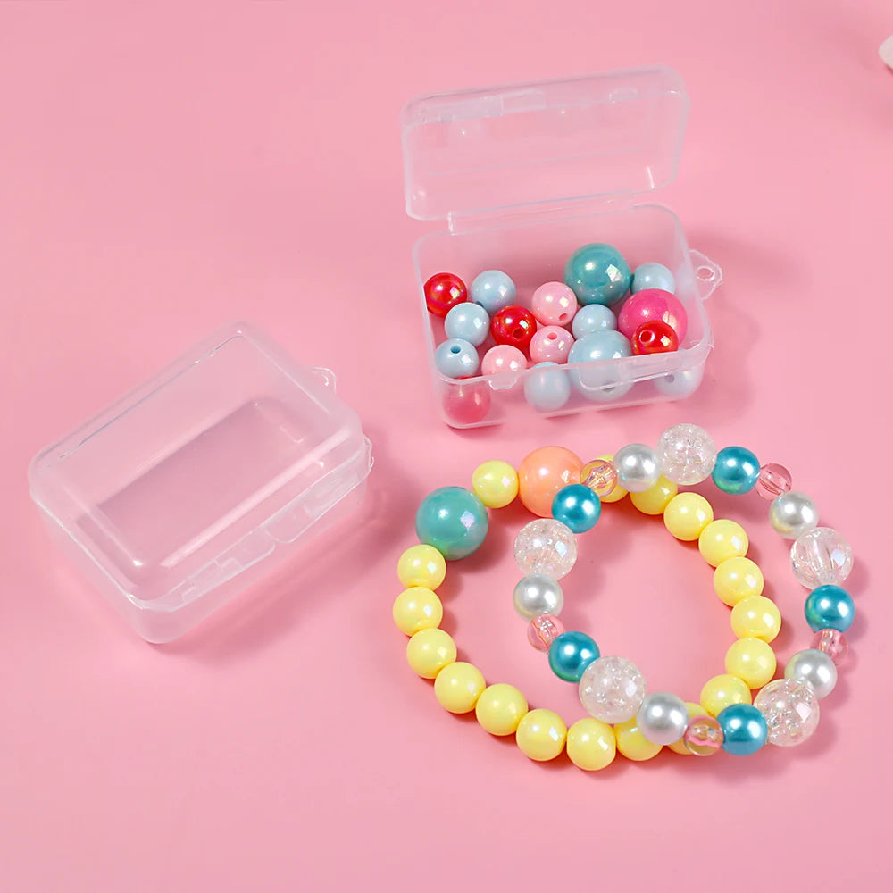 Clear Storage Container Transparent Plastic Storage Boxes with Hinged Lid Square Packaging Display Box Jewelry DIY Crafts