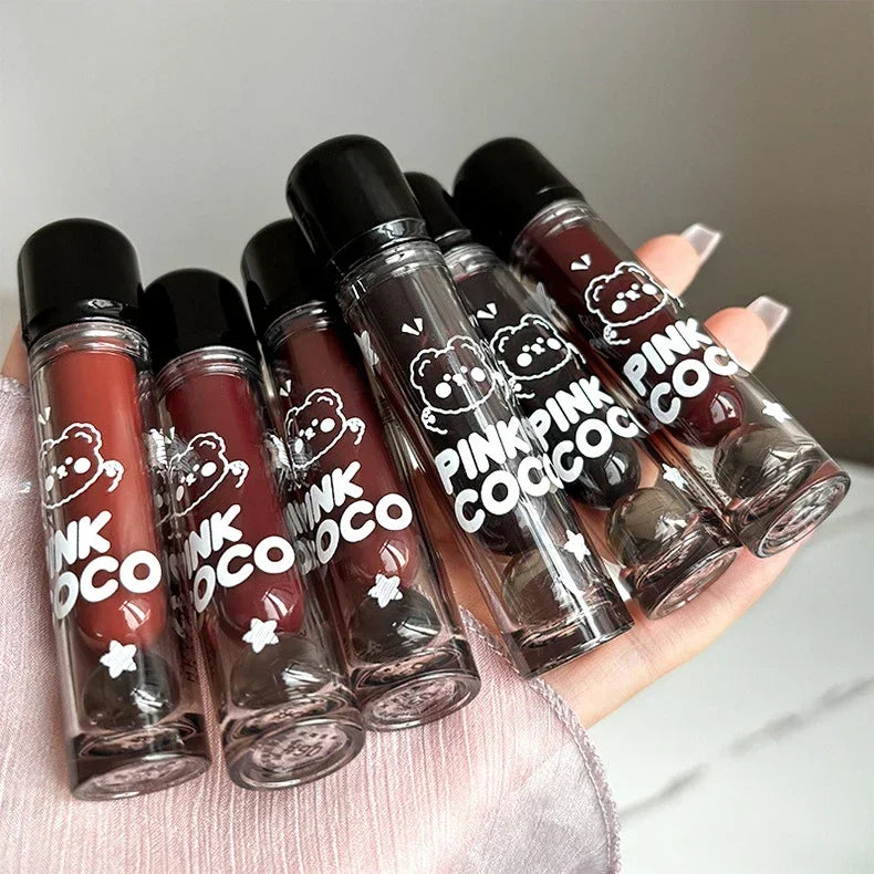 Dark Red Brown Mirror Lip Glaze Water Light Moisturizing Non-stick Cup Highly Pigmented Red Liquid Lipstick Lips Makeup Cosmetic