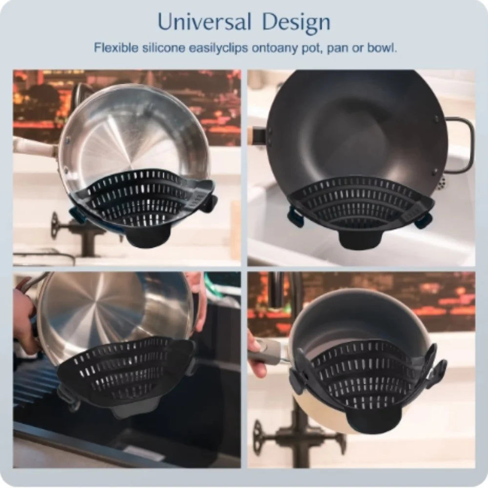 1PC Adjustable Silicone Clip on Strainer for Pots