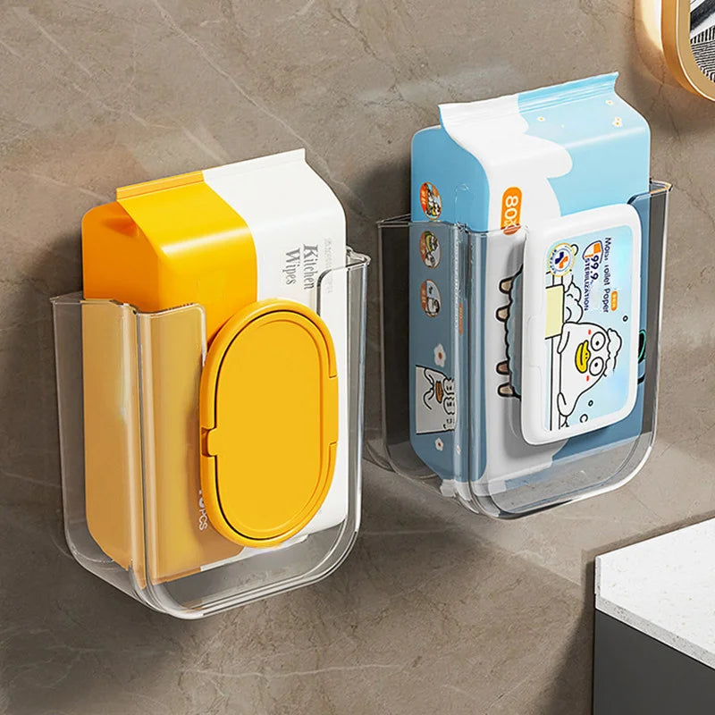 Bathroom non perforated wall mounted wet tissue storage box with large opening and strong load-bearing capacity