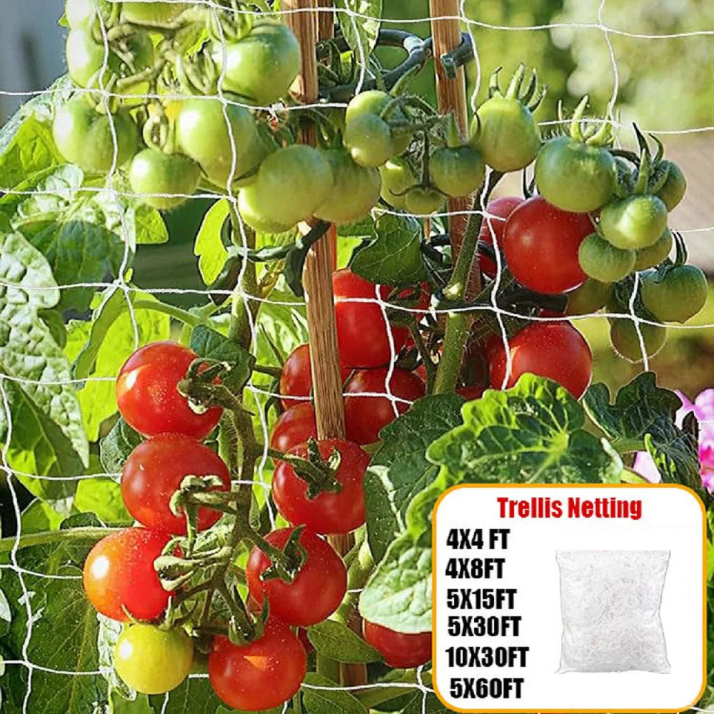Garden Trellis Netting White Abrasion Heavy Duty Polyester Climbing Net for Plants Tomato Outdoor Gardening Accessories
