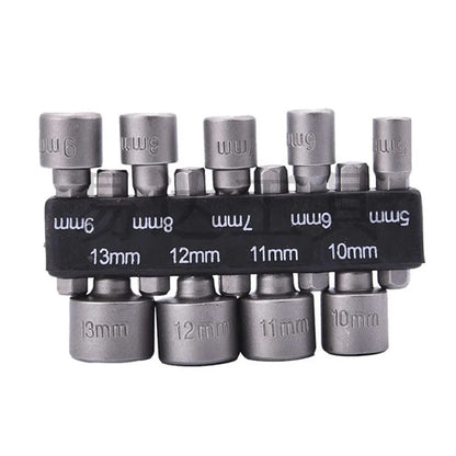 9pcs/set 5mm-13mm Hex Sockets Sleeve Nozzles Nut Driver Set Screwdriver Set Adapter Metric Socket Powerful Drill Bit Tool Wrench