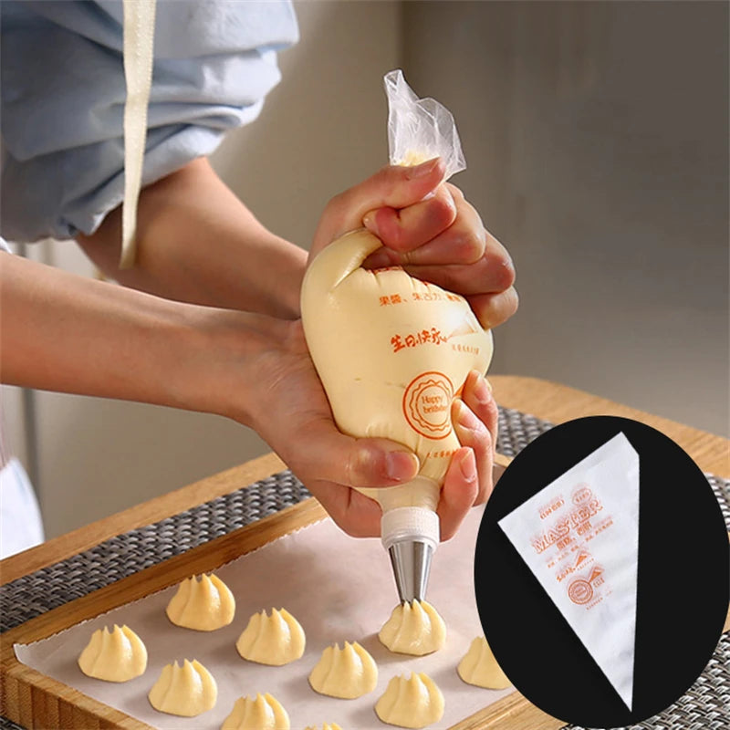 100PCS Disposable Piping Bag Cream Pastry Cake Icing Sugarcraft Cupcake Piping Decorating Baking Tool