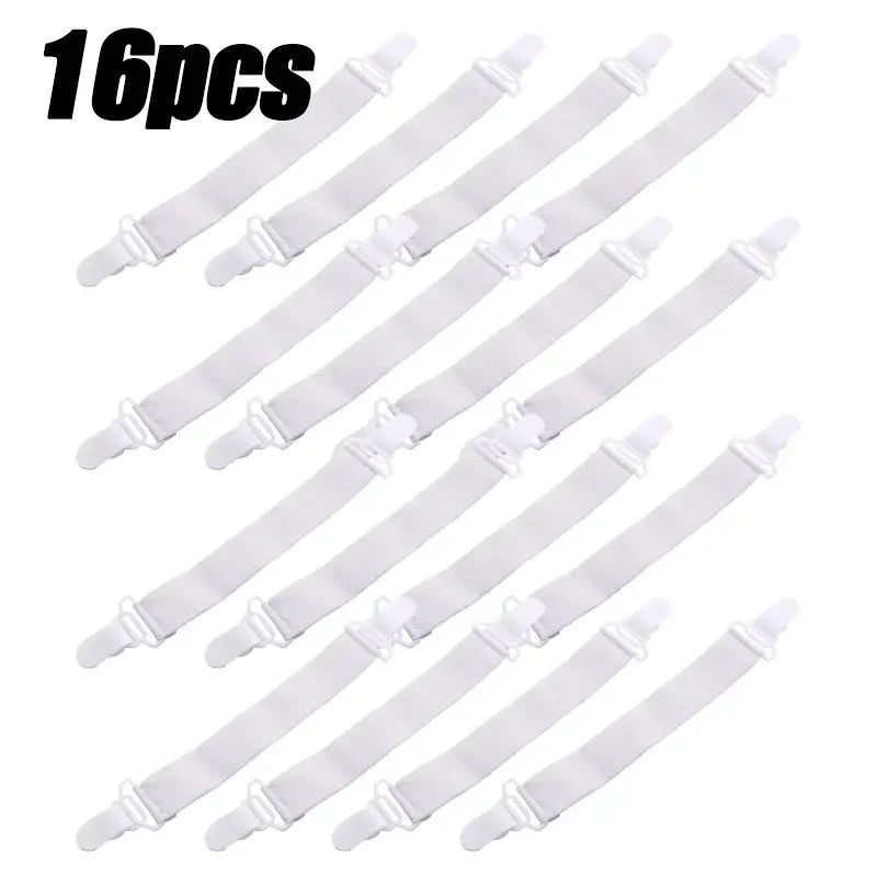 16/4Pcs/Set Adjustable Bed Sheet Grippers Belt Fastener Bed Sheet Clips Mattress Cover Blankets Quilt Holder Organize Gadgets