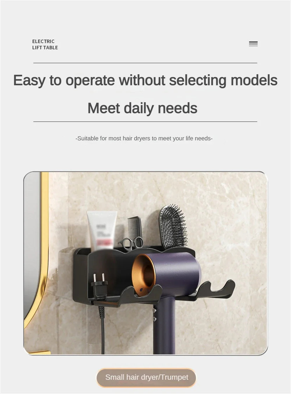 Hair Dryer Holder Wall Dryer Bracket Straightener Stand Hairdryer Organizer Hair Brush Storage Box Bathroom Accessories