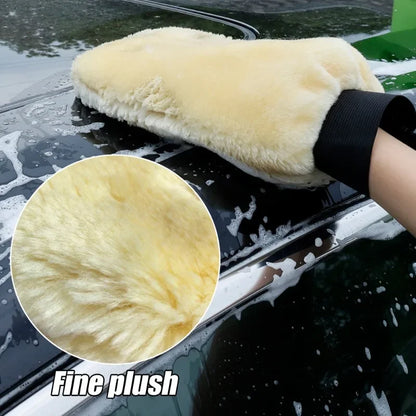 1/5pcs Car Wash Gloves Soft Thickened  Imitation Wool Plush Wiping Car Cleaning Mitt Double-faced Glove Car Washing Supplies