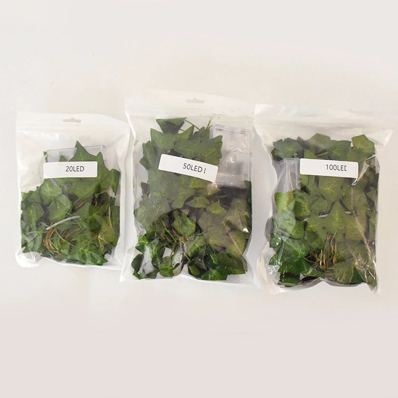 Green Leaf String Lights Artificial Ivy Vine Fairy Light Garland Wedding Party Decoration Christmas Home Room Wall Hanging Plant