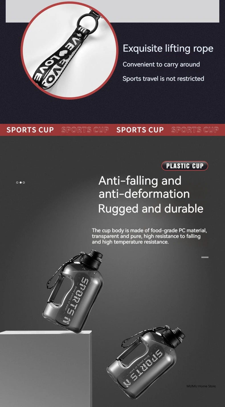 1.7L/2.7L/4L/5L Large Capacity Water Bottle Gym Cycling Cup Sports Water Bottle Portable For Fitness Camping Men Water Kellte